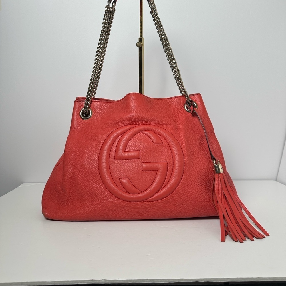 💯Authentic Gucci Soho Hobo Leather Chain Shoulder Bag🍀 - Picture 12 of 13